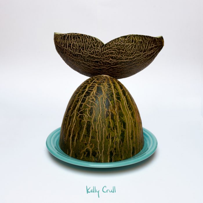 photo of whale tail illustration made from a melon by Kelly Crull